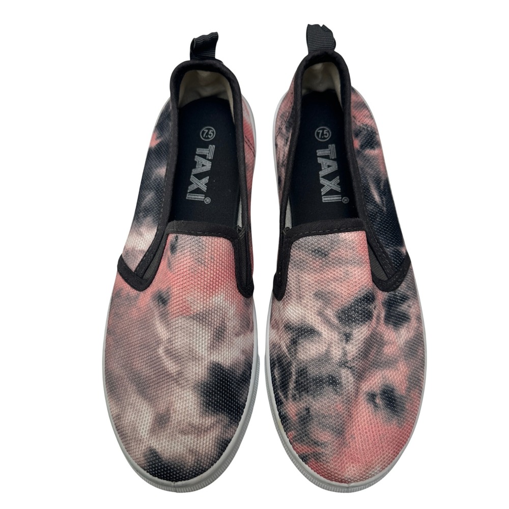 Womens 7.5 Sneakers Slip On Tie Dye Pastel Skater Shoes Pink Blue Taxi NWT